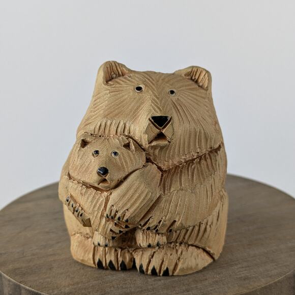 Rinconada Bear Mama Baby Cub #055 Artesania Vintage Retired Figurine Signed - Picture 1 of 8